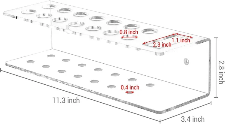 14 Slot Clear Acrylic Dry Erase Markers and Eraser Storage Rack, Wall Mounted Whiteboard Organizer Rack