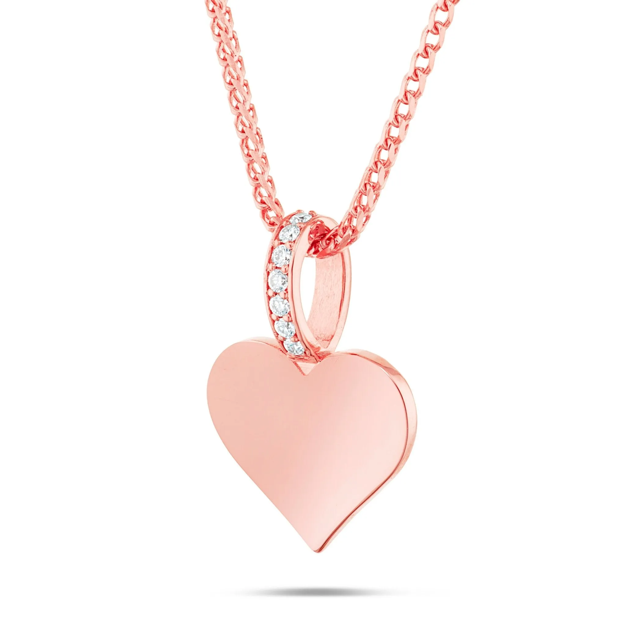 14K Gold Engravable Heart Pendant with 0.07ct Diamond Bail