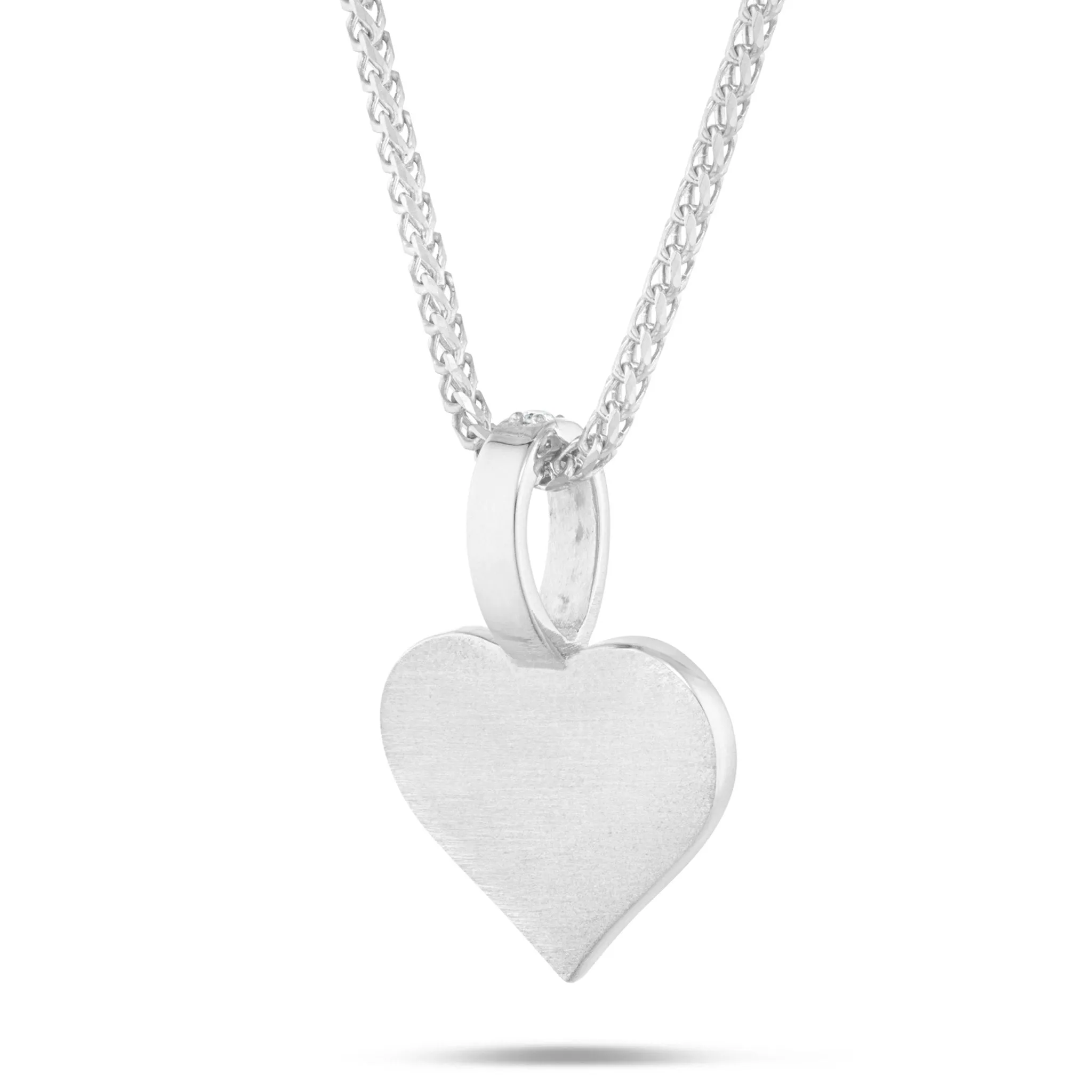 14K Gold Engravable Heart Pendant with 0.07ct Diamond Bail