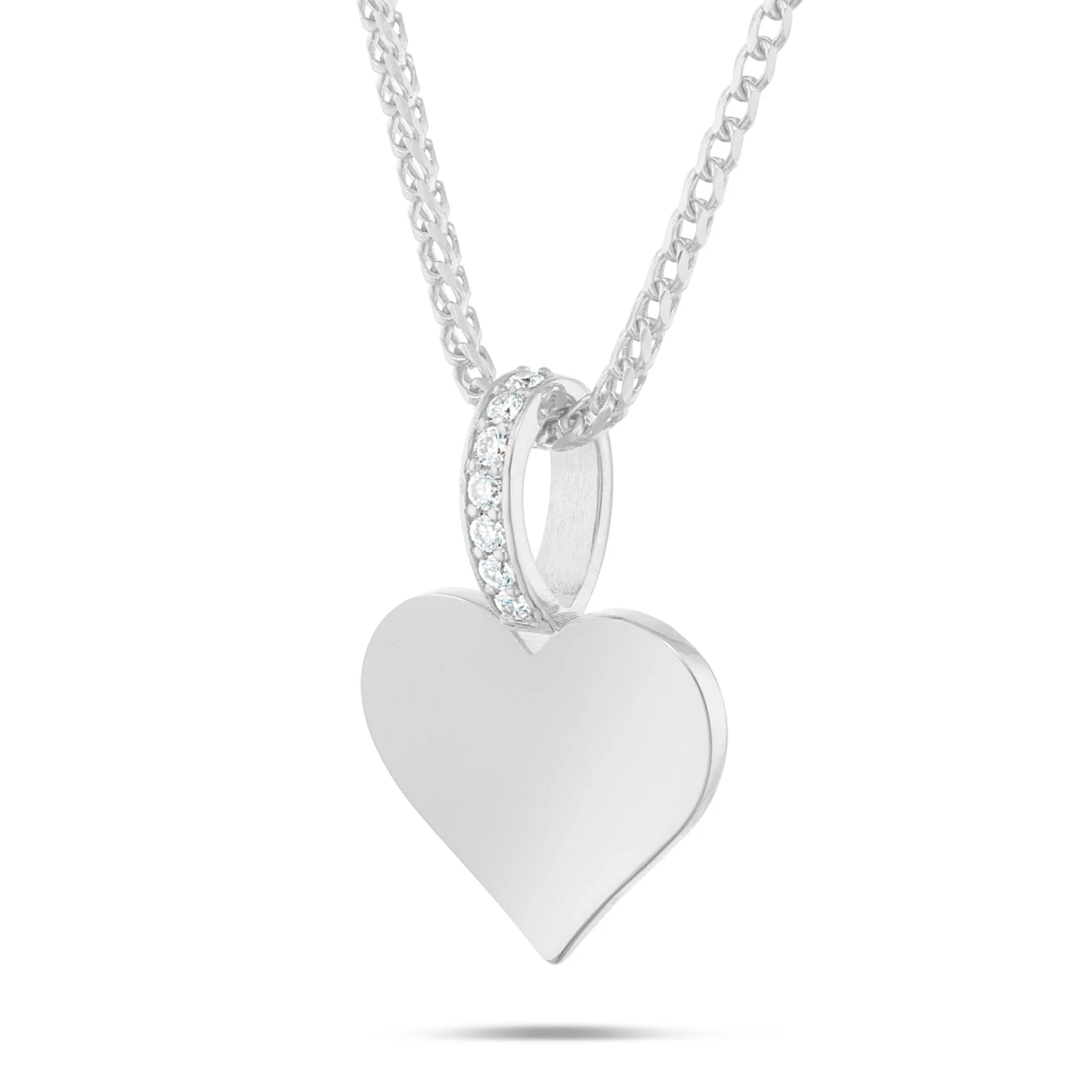 14K Gold Engravable Heart Pendant with 0.07ct Diamond Bail