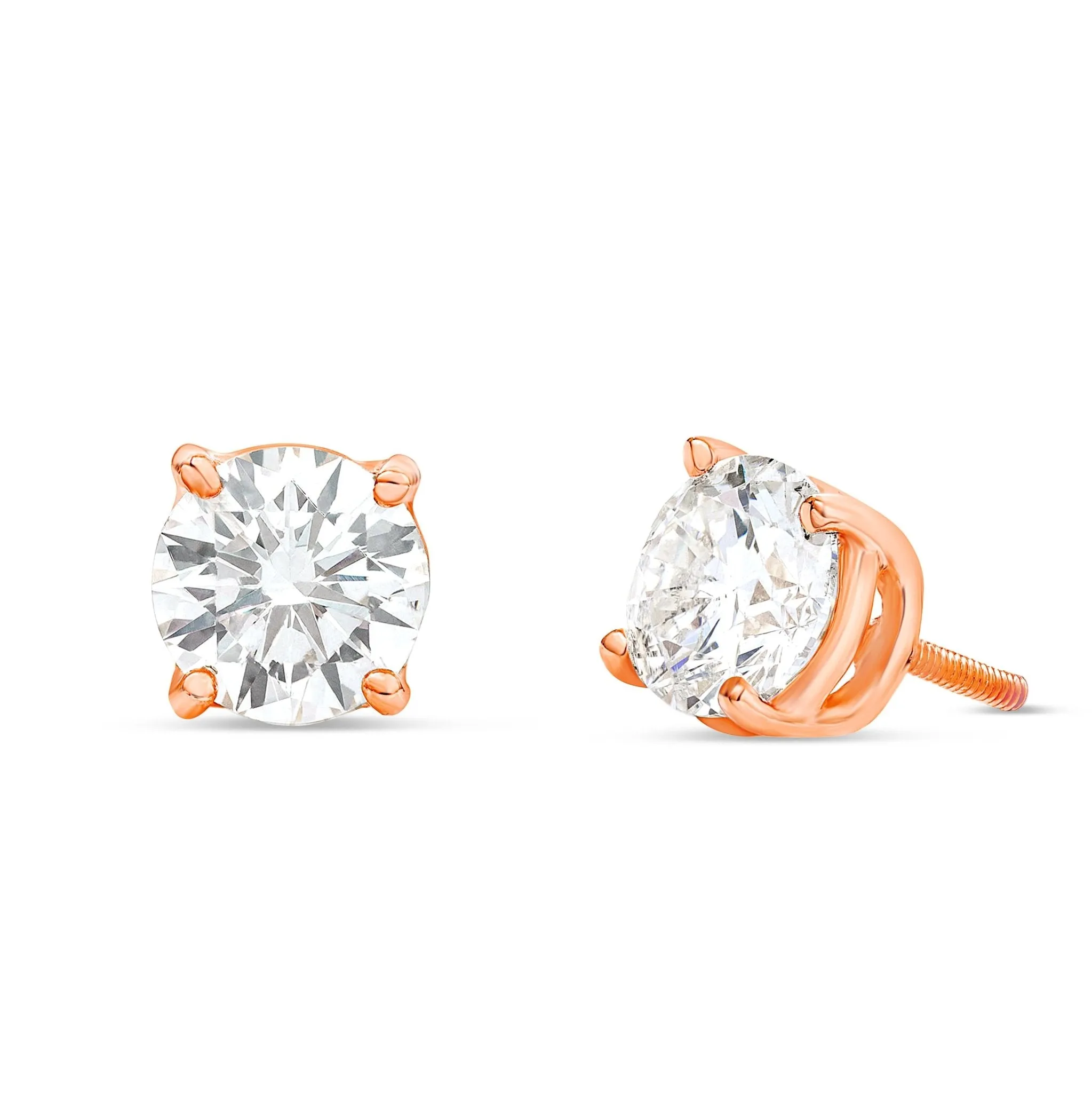 14K Gold Solitare Diamond Studs