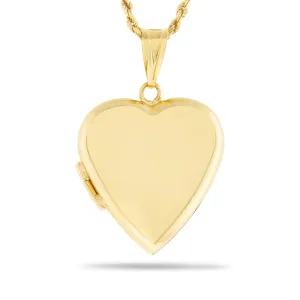 14K Yellow Gold Heart Locket Pendant