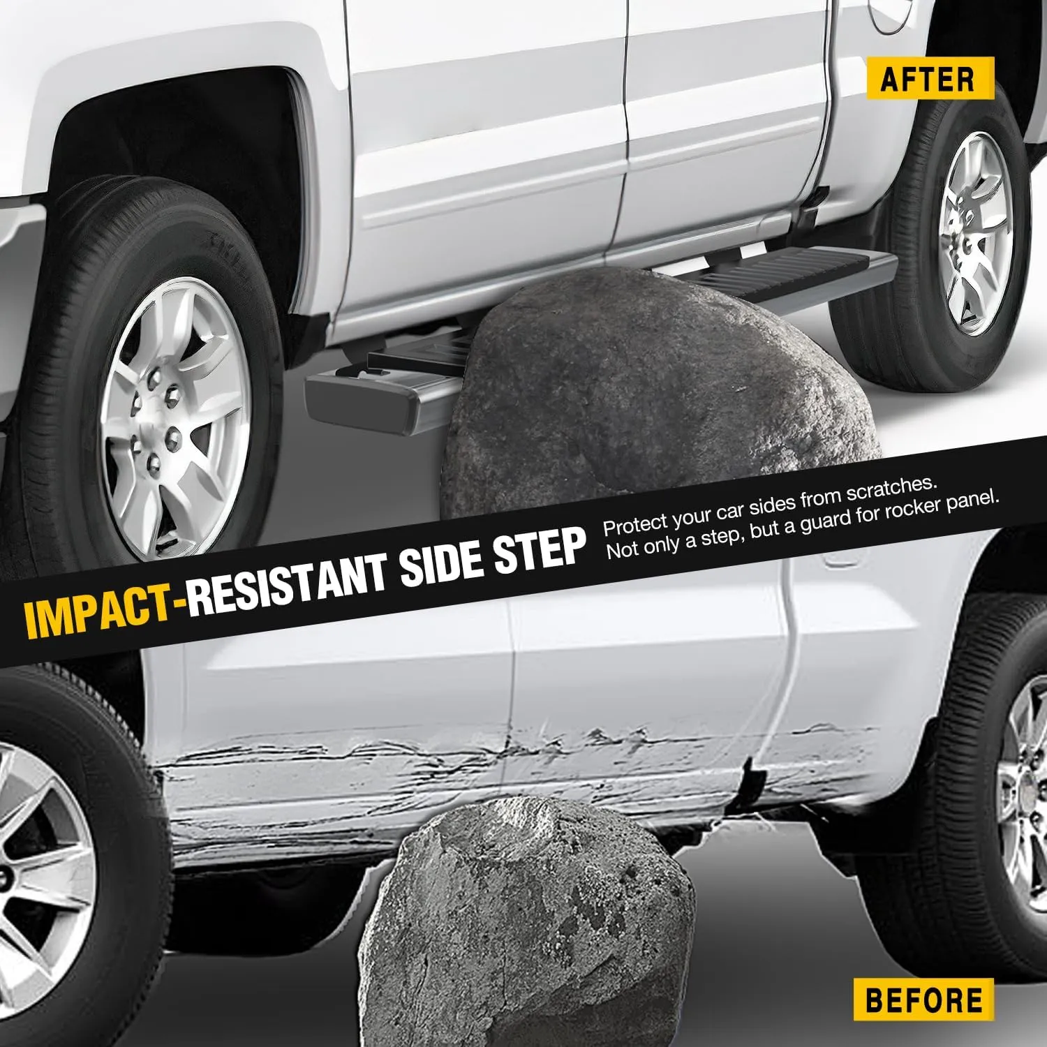 2019-2024 Dodge Ram 1500 New Body Style Crew Cab(Exclude 2019-2024 Classic) 6 Inch Slip-Proof Stainless Steel Side Step Nerf Bars Running Boards