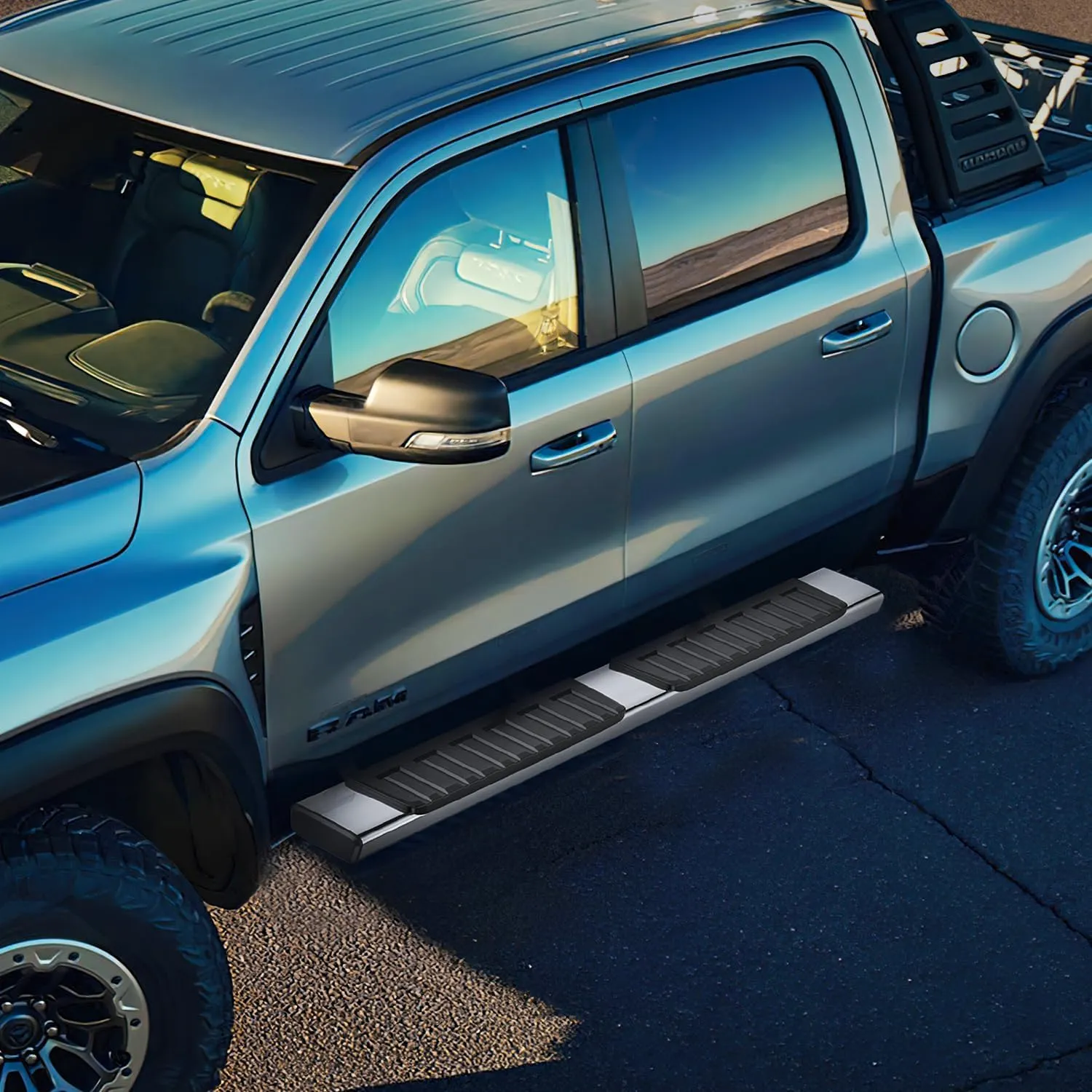 2019-2024 Dodge Ram 1500 New Body Style Crew Cab(Exclude 2019-2024 Classic) 6 Inch Slip-Proof Stainless Steel Side Step Nerf Bars Running Boards