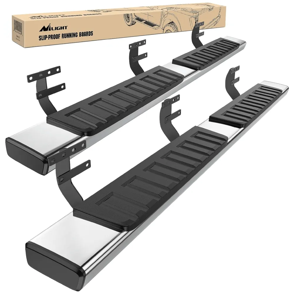 2019-2024 Dodge Ram 1500 New Body Style Crew Cab(Exclude 2019-2024 Classic) 6 Inch Slip-Proof Stainless Steel Side Step Nerf Bars Running Boards