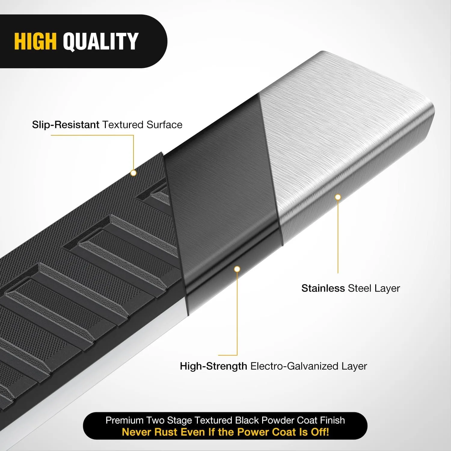 2019-2024 Dodge Ram 1500 Quad Extended Cab Running Boards 6 Inch Slip-Proof Stainless Steel Bolt-on Side Step Nerf Bars Running Boards