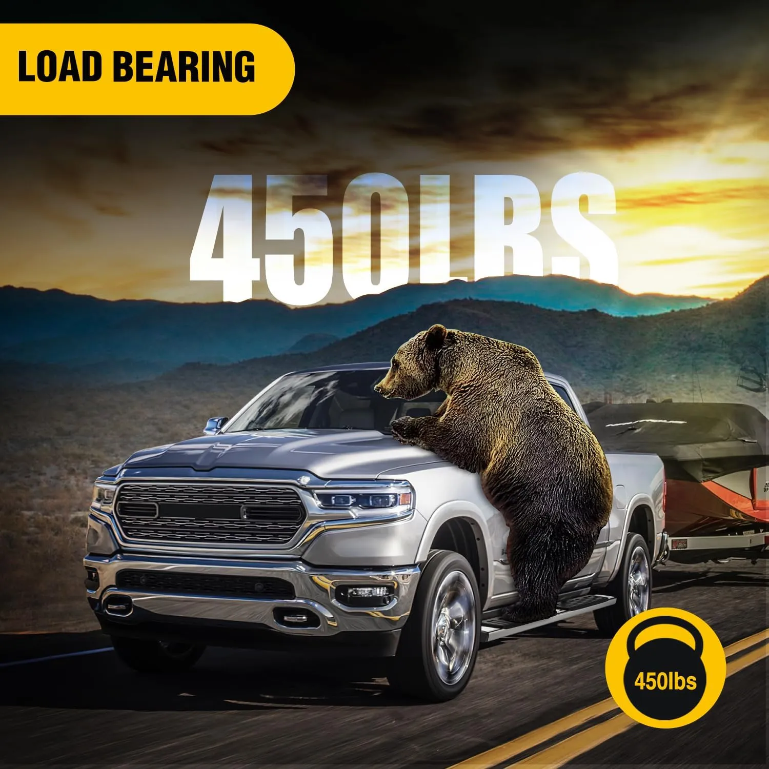 2019-2024 Dodge Ram 1500 Quad Extended Cab Running Boards 6 Inch Slip-Proof Stainless Steel Bolt-on Side Step Nerf Bars Running Boards