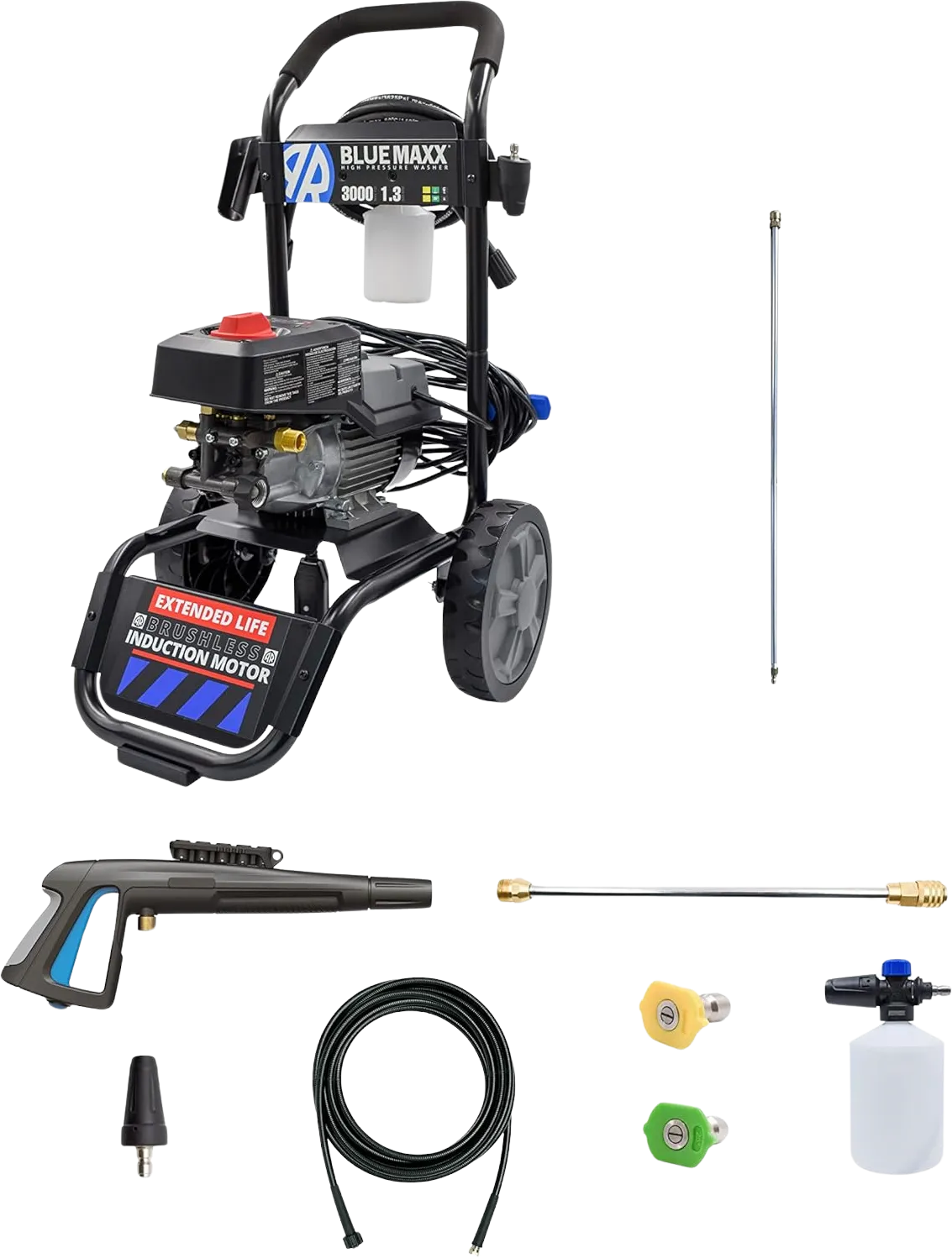 AR Blue Clean Maxx 3000 Bundle Electric Pressure Washer with 12" Lance 3000 PSI 1.3 GPM New