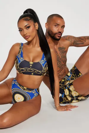 Baroque Stepper High Waist 2 Piece Bikini - Blue/Black