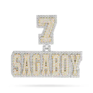 Bilevel Uppercase Diamond Name Pendant with Custom Bail
