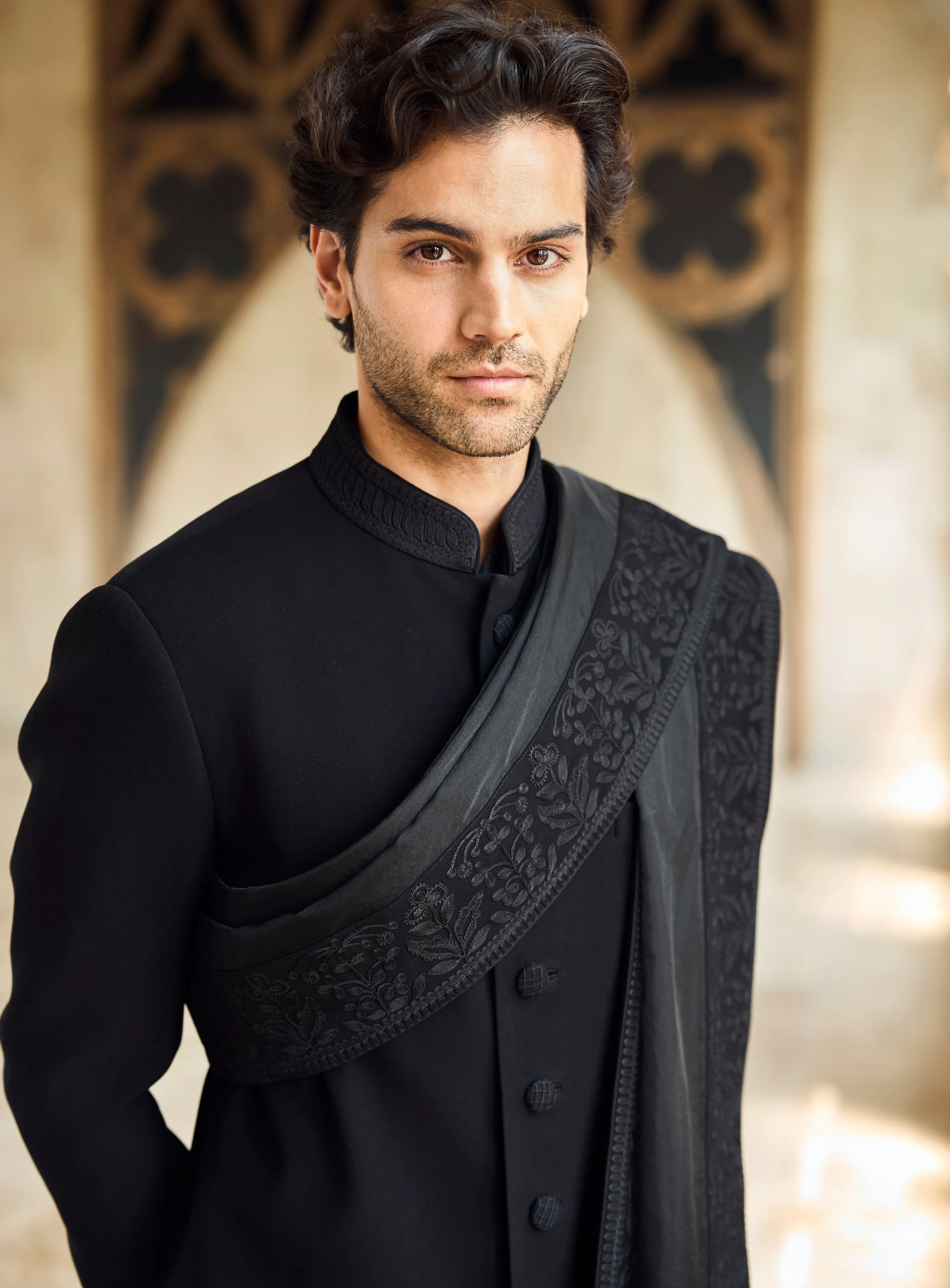 Chapelle Black Thread Work Sherwani Set