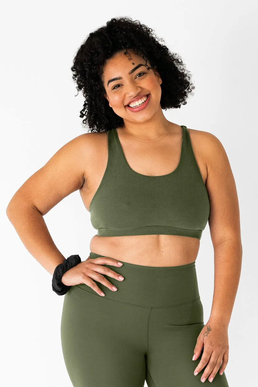 Crossed Back Sports Bra | Sage