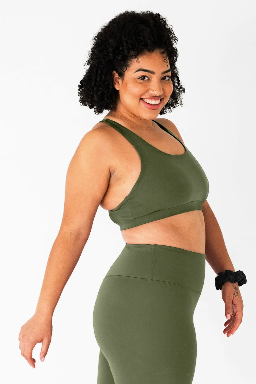 Crossed Back Sports Bra | Sage
