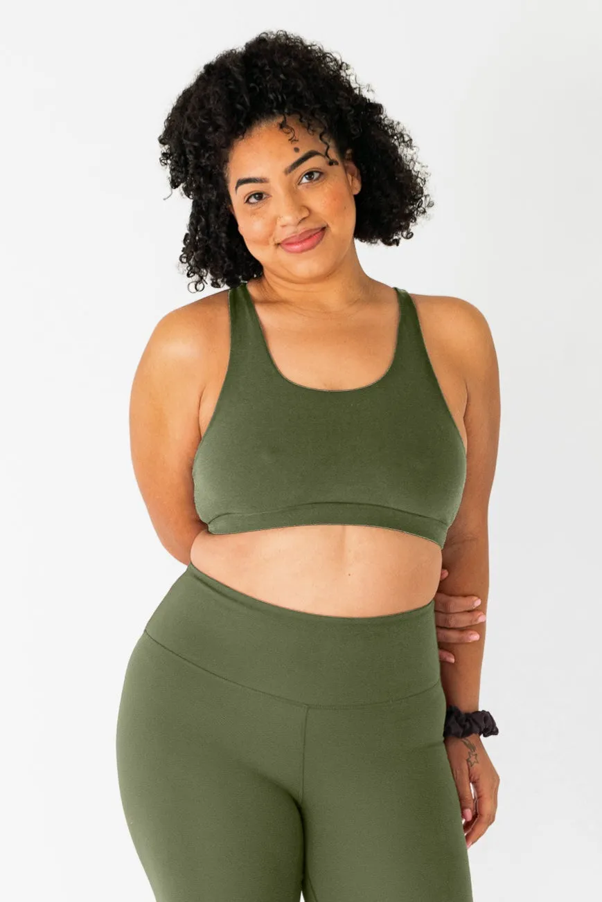 Crossed Back Sports Bra | Sage
