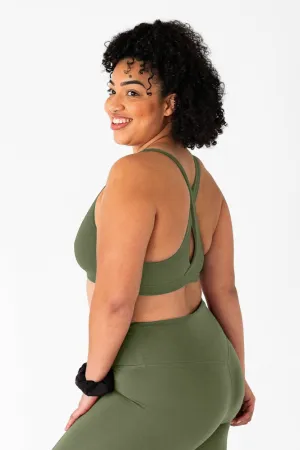 Crossed Back Sports Bra | Sage