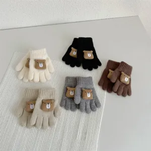 Cute Square Bear Knitted Gloves