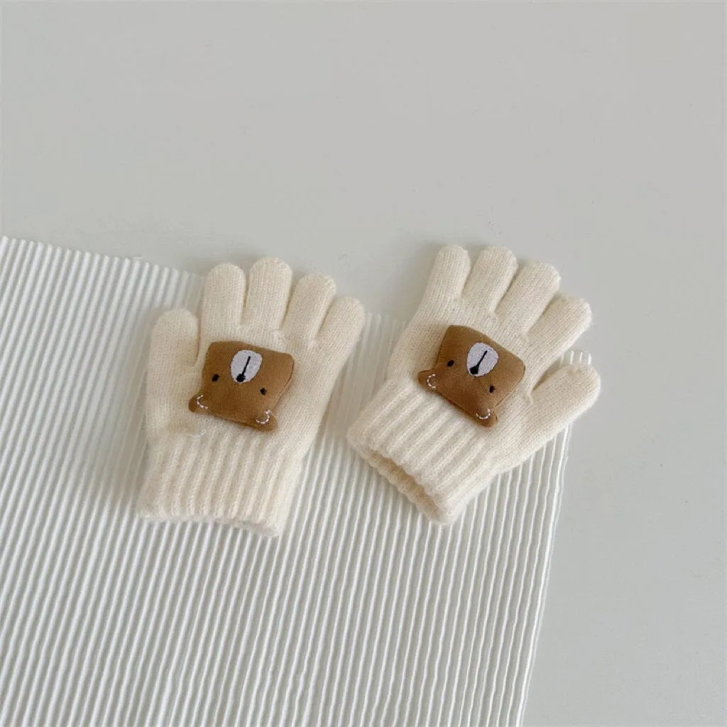 Cute Square Bear Knitted Gloves