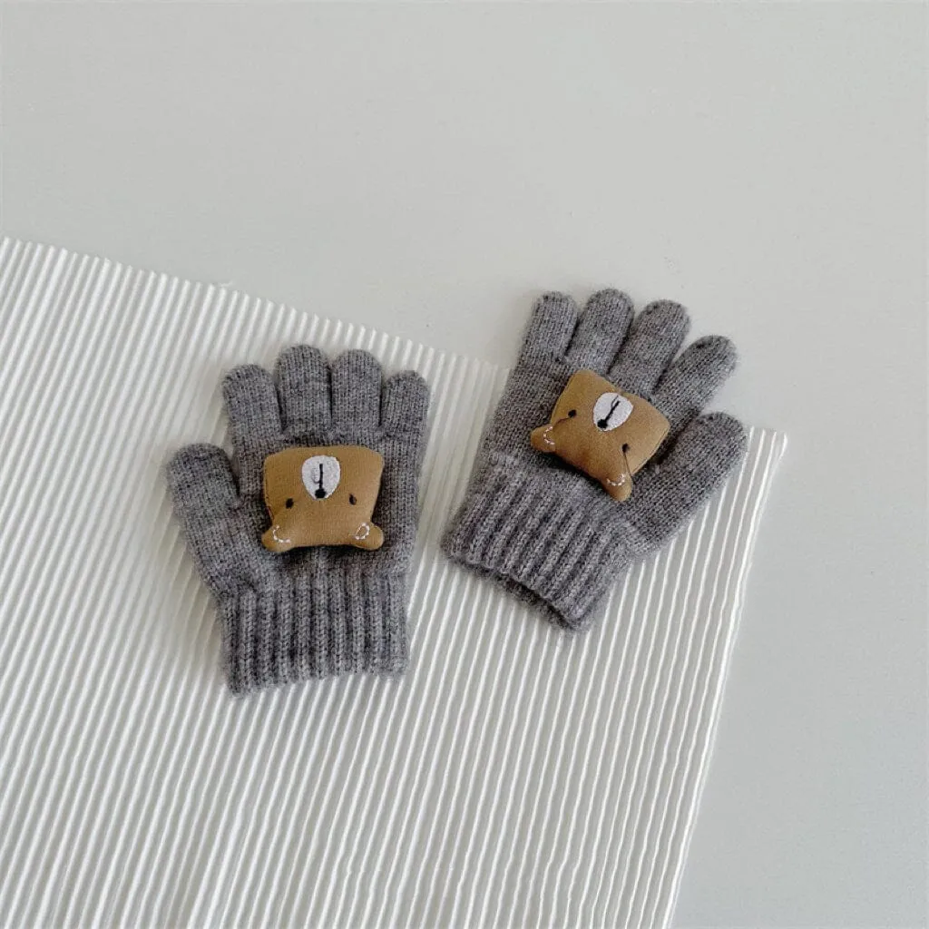 Cute Square Bear Knitted Gloves