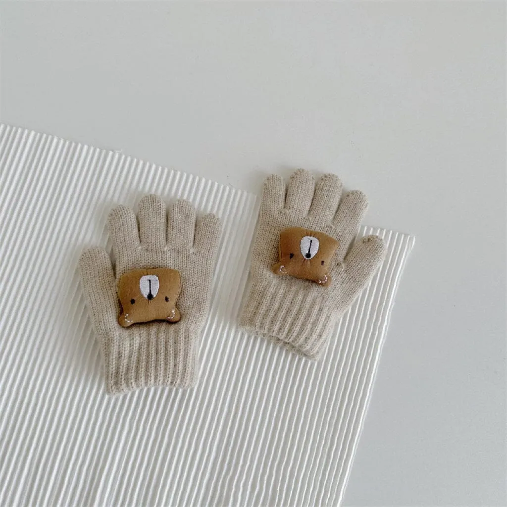 Cute Square Bear Knitted Gloves