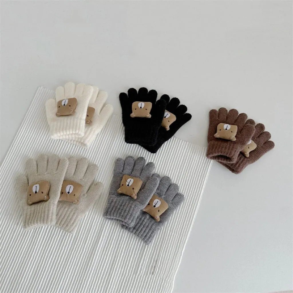 Cute Square Bear Knitted Gloves
