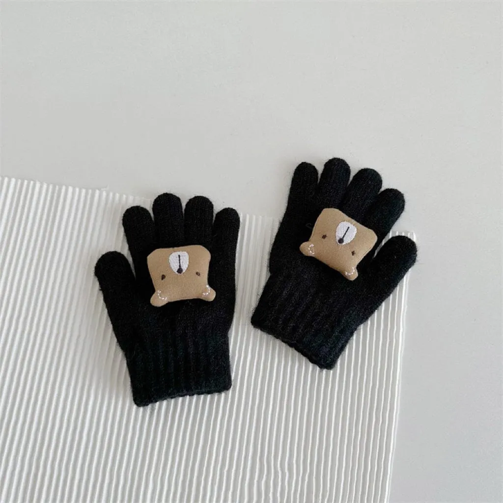 Cute Square Bear Knitted Gloves