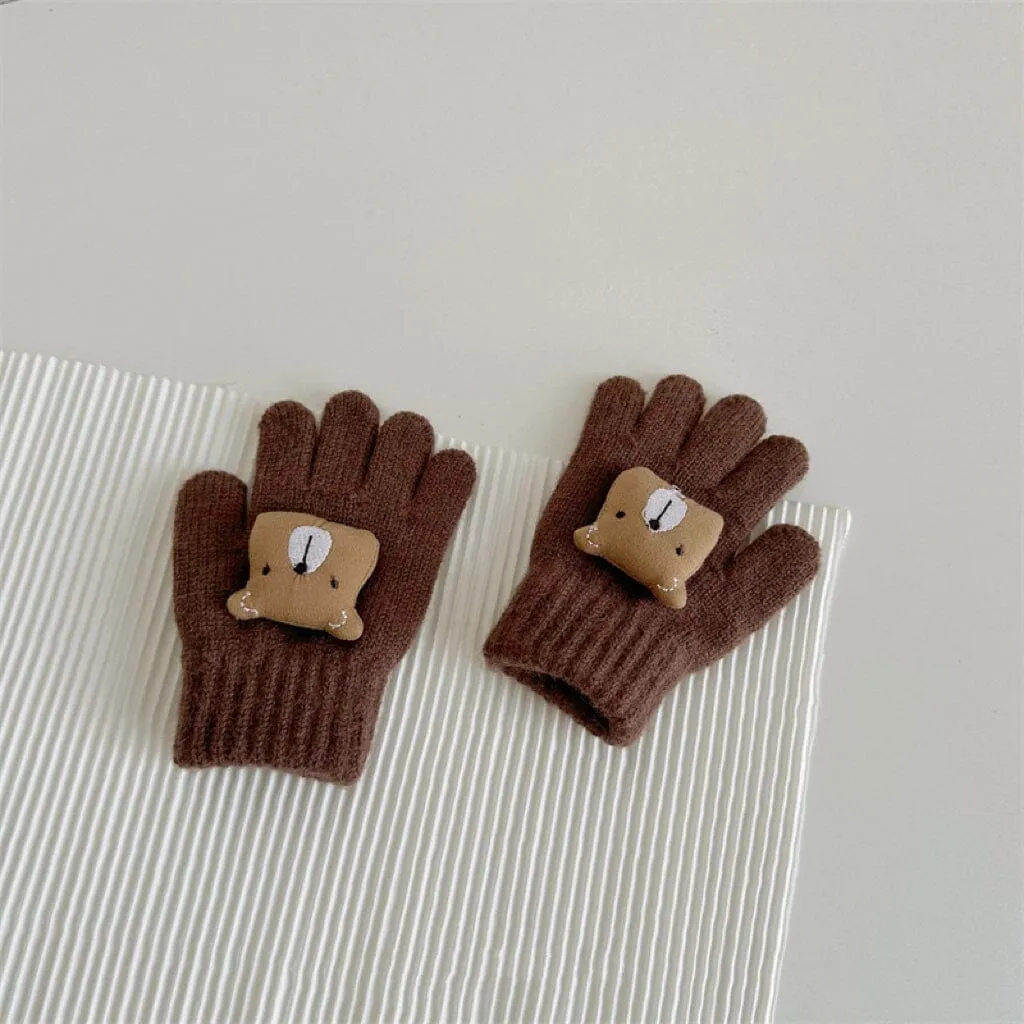 Cute Square Bear Knitted Gloves