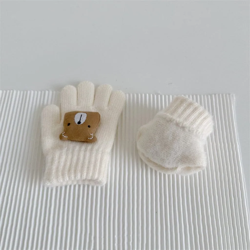 Cute Square Bear Knitted Gloves