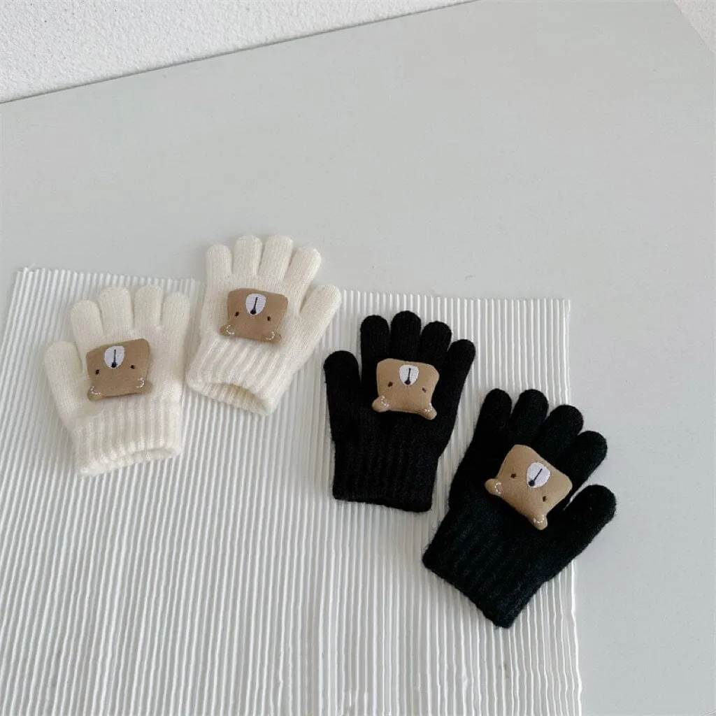 Cute Square Bear Knitted Gloves