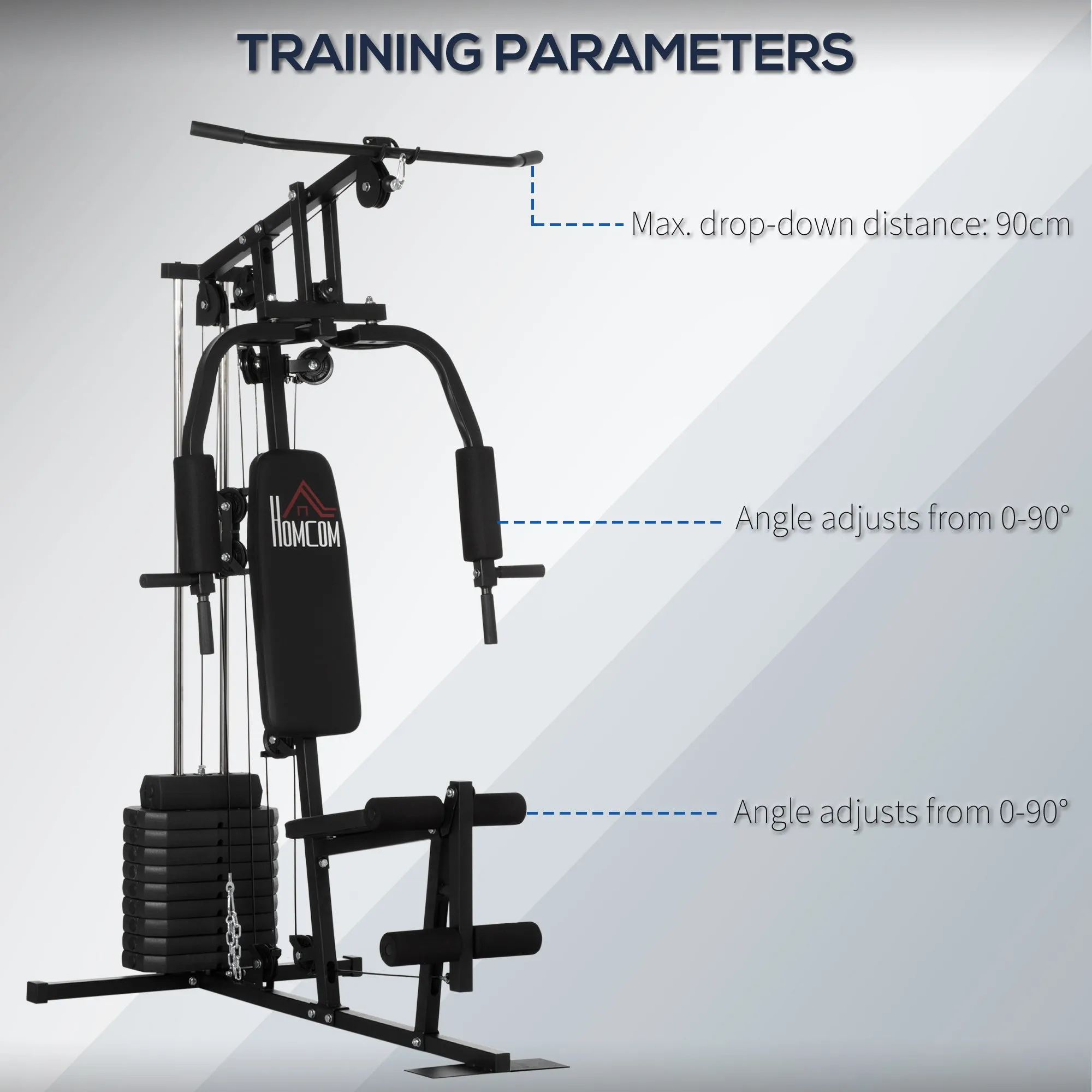 HOMCOM Multifunction Home Gym Machine with 45kg Weights for Full Body Workout