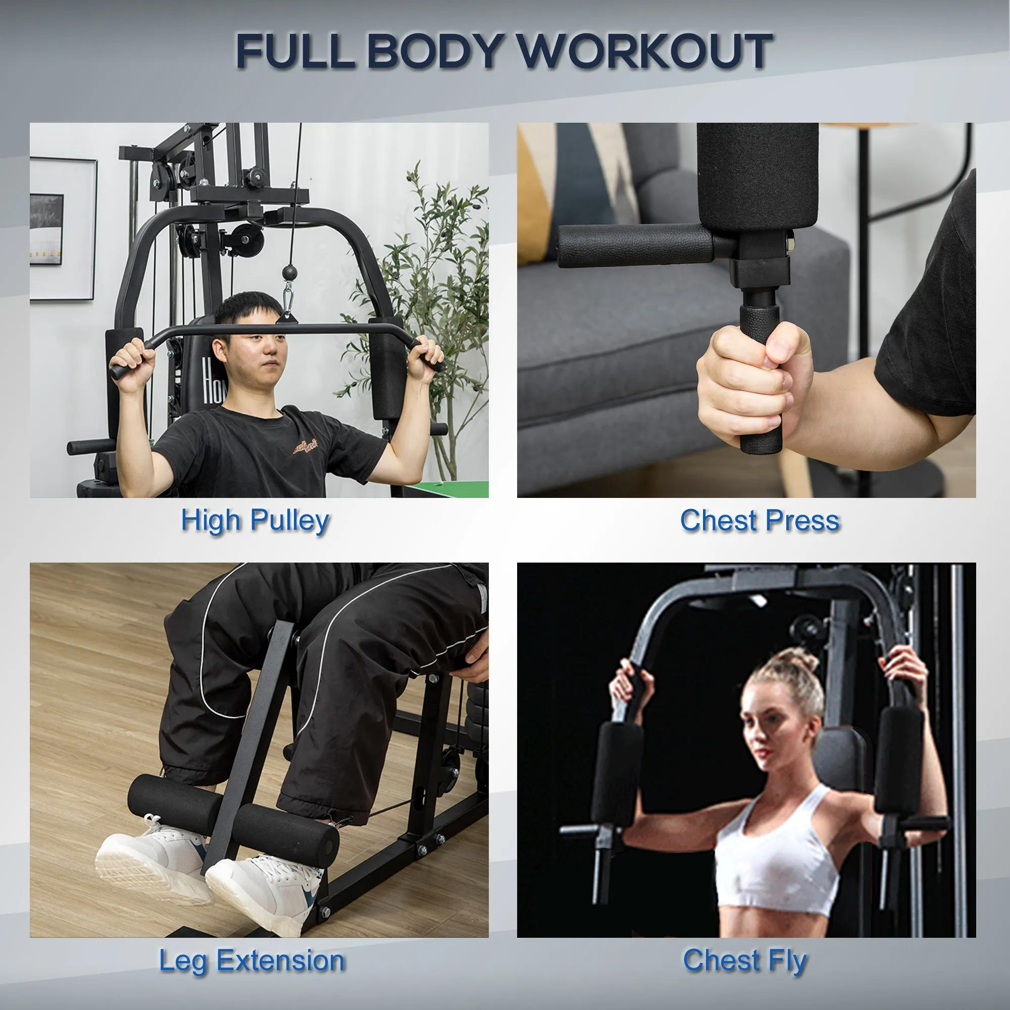 HOMCOM Multifunction Home Gym Machine with 45kg Weights for Full Body Workout