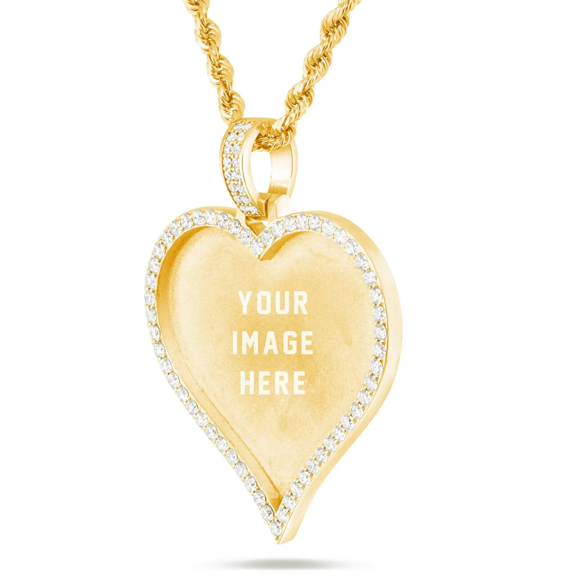 Large Gold & Diamond Heart Picture Pendant