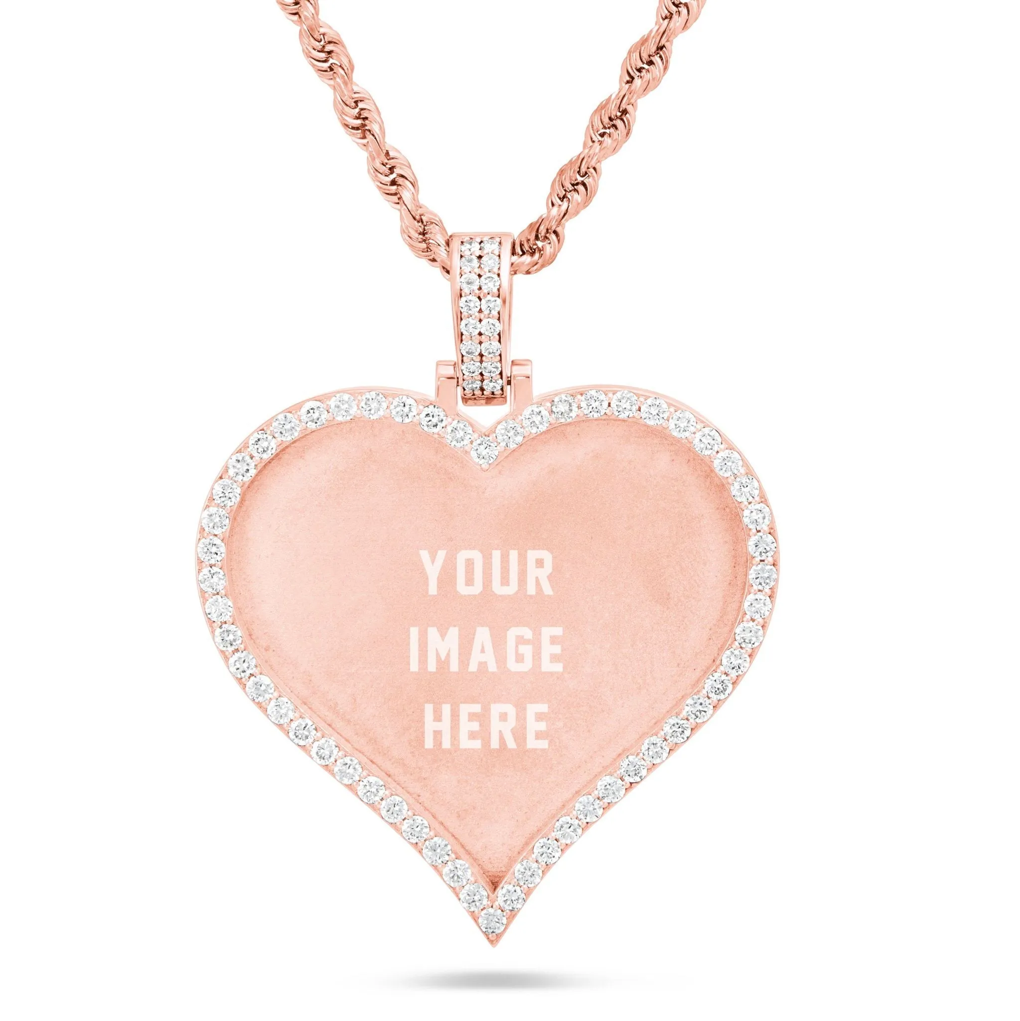 Large Gold & Diamond Heart Picture Pendant