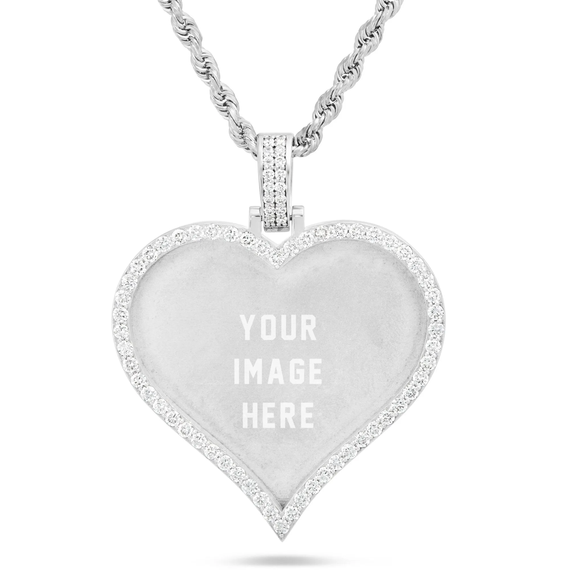 Large Gold & Diamond Heart Picture Pendant