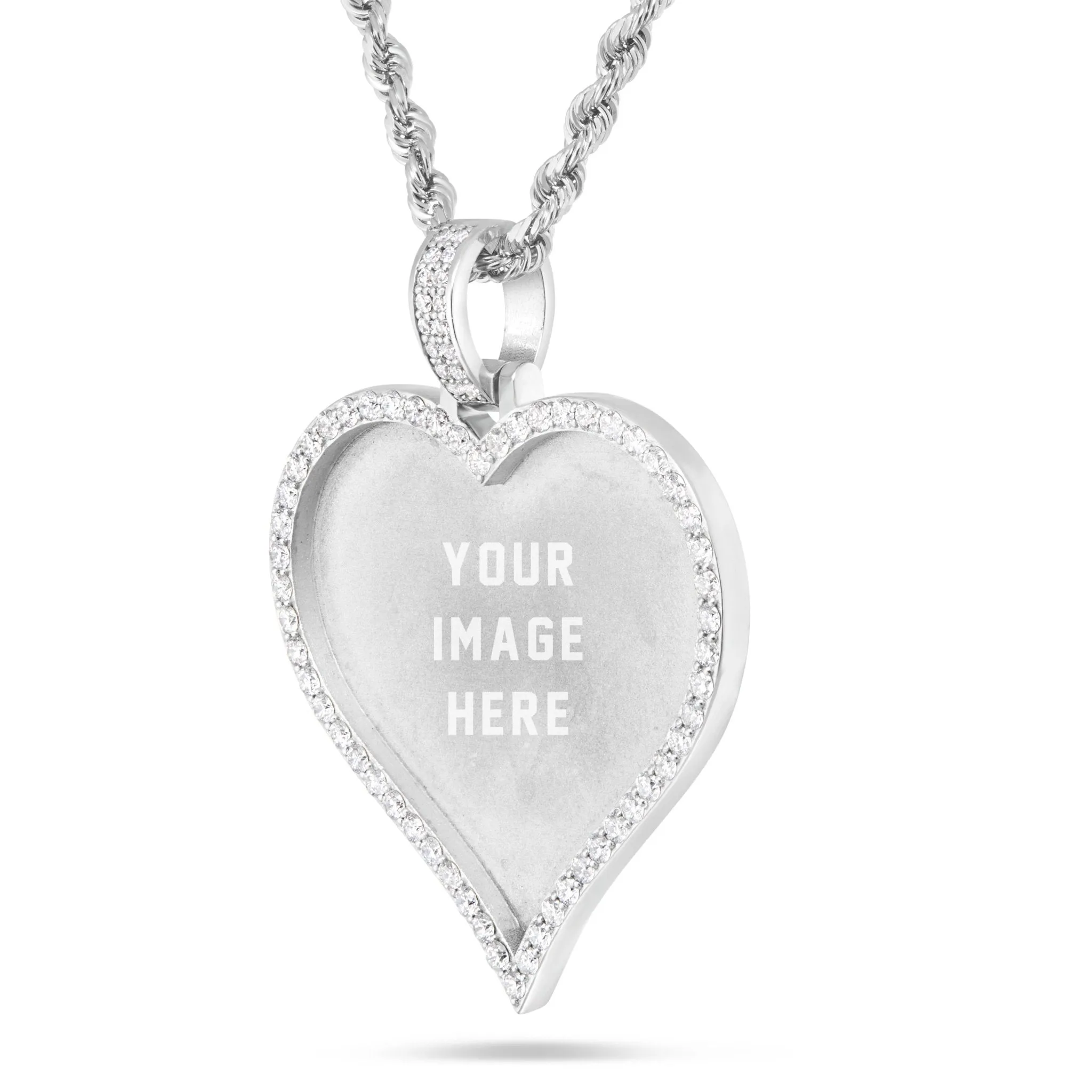 Large Gold & Diamond Heart Picture Pendant