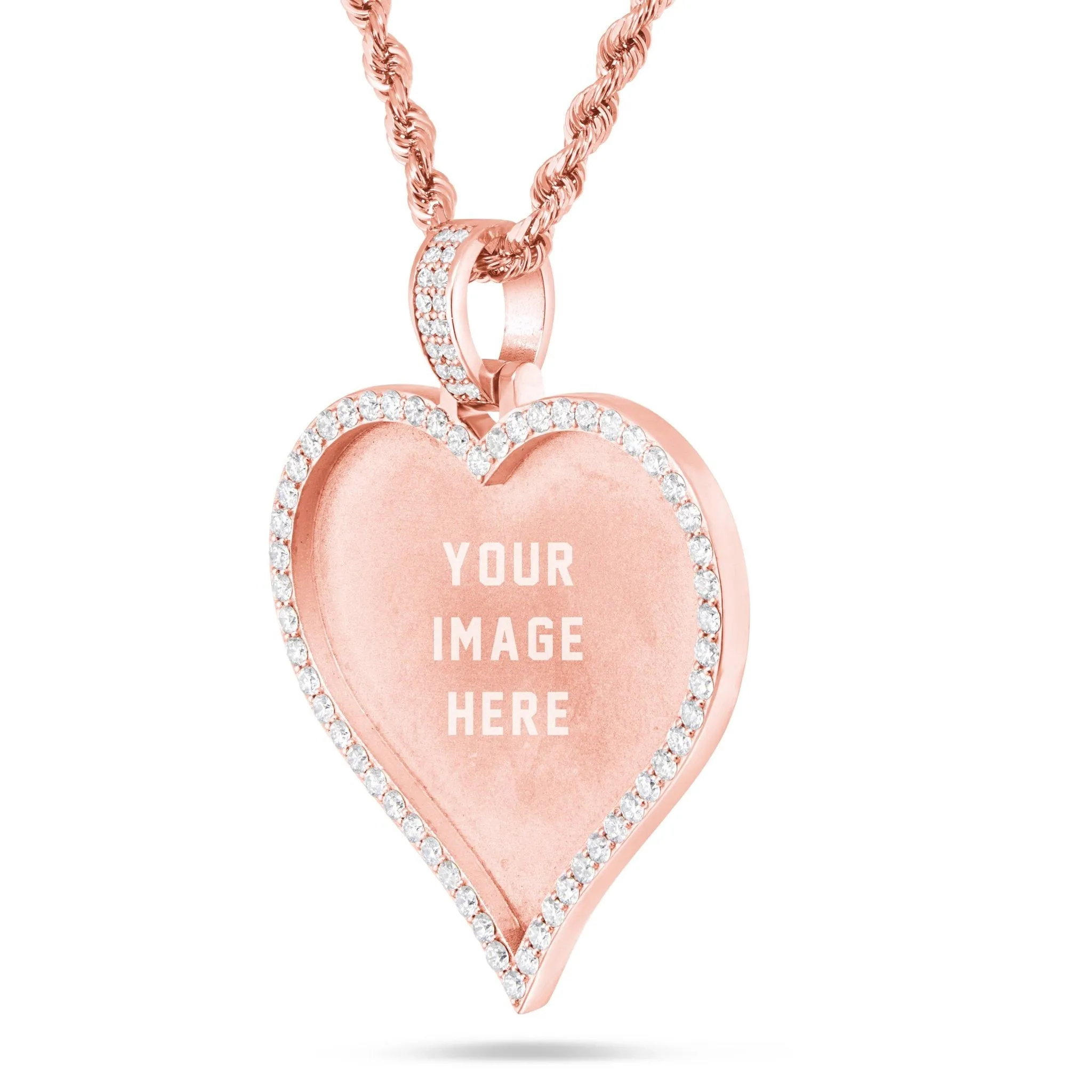 Large Gold & Diamond Heart Picture Pendant