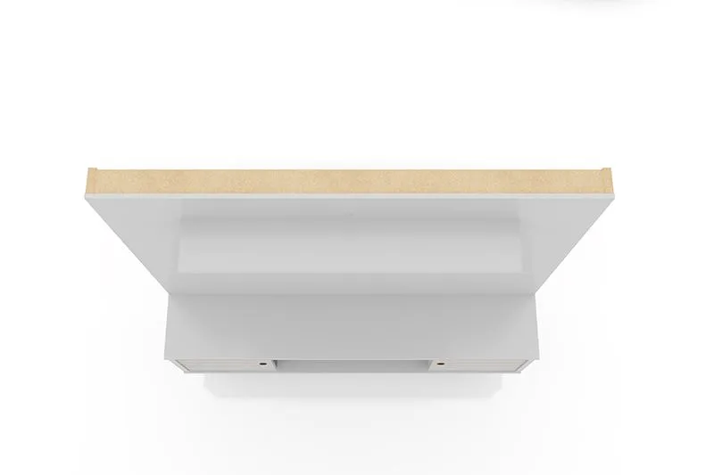 Liberty 63" Freestanding Entertainment Center with Overhead shelf in White