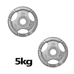 Olympic 2" Cast Iron Tri-Grip Weight Plate 5kg - Silver