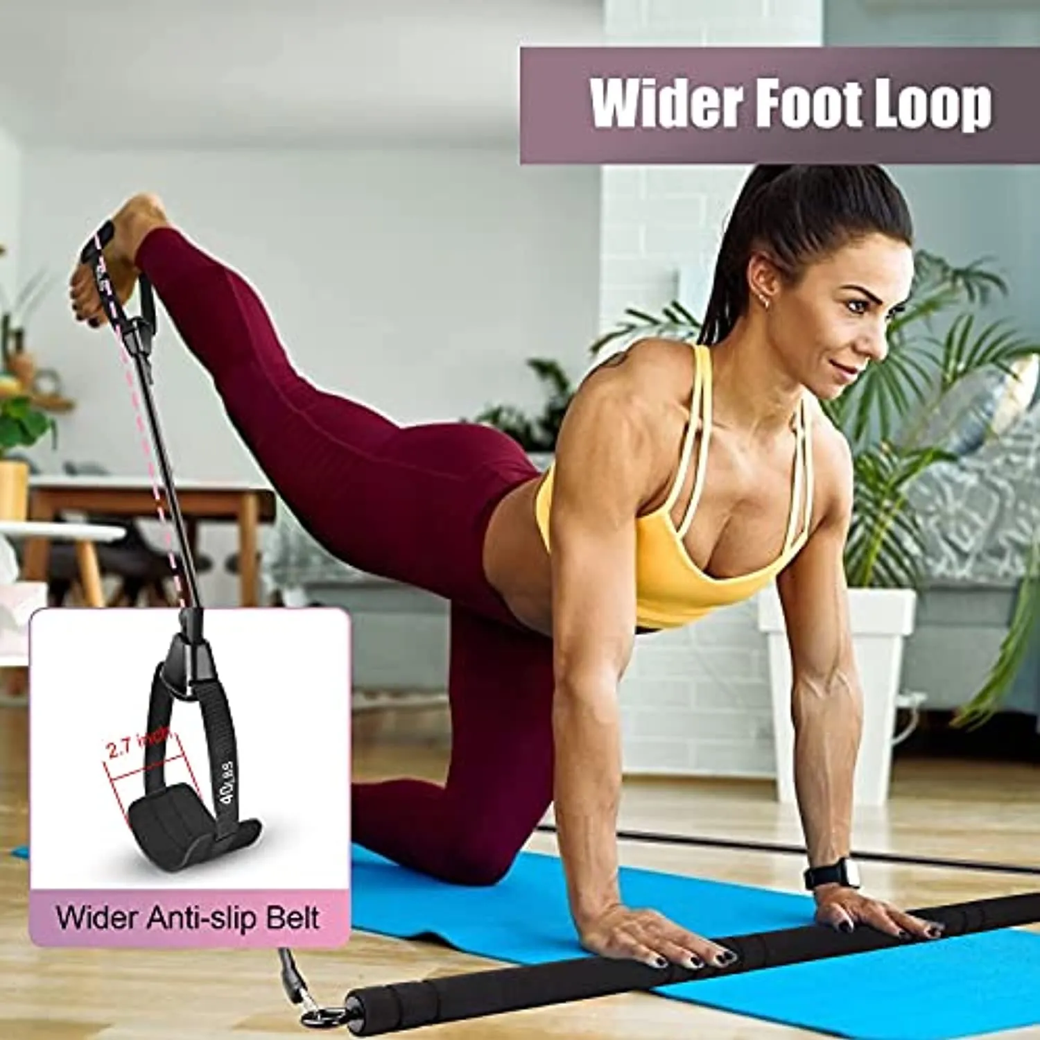 Pilates Bar Kit with Resistance Bands, WeluvFit Portable Exercise Fitness Equipment for Women & Men, Home Gym Workout 3-Section Stick Squat Yoga Pilates Flexbands Kit for Full Body Shaping