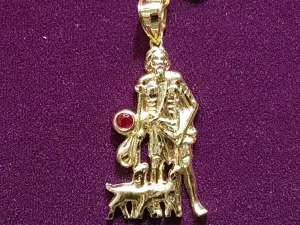 Saint Lazarus Little Red Gem Pendant 10K