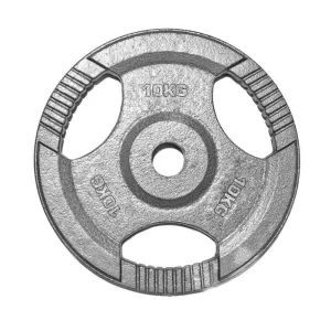 Standard 1" Tri-Grip Cast Iron Weight Plate 10kg Silver