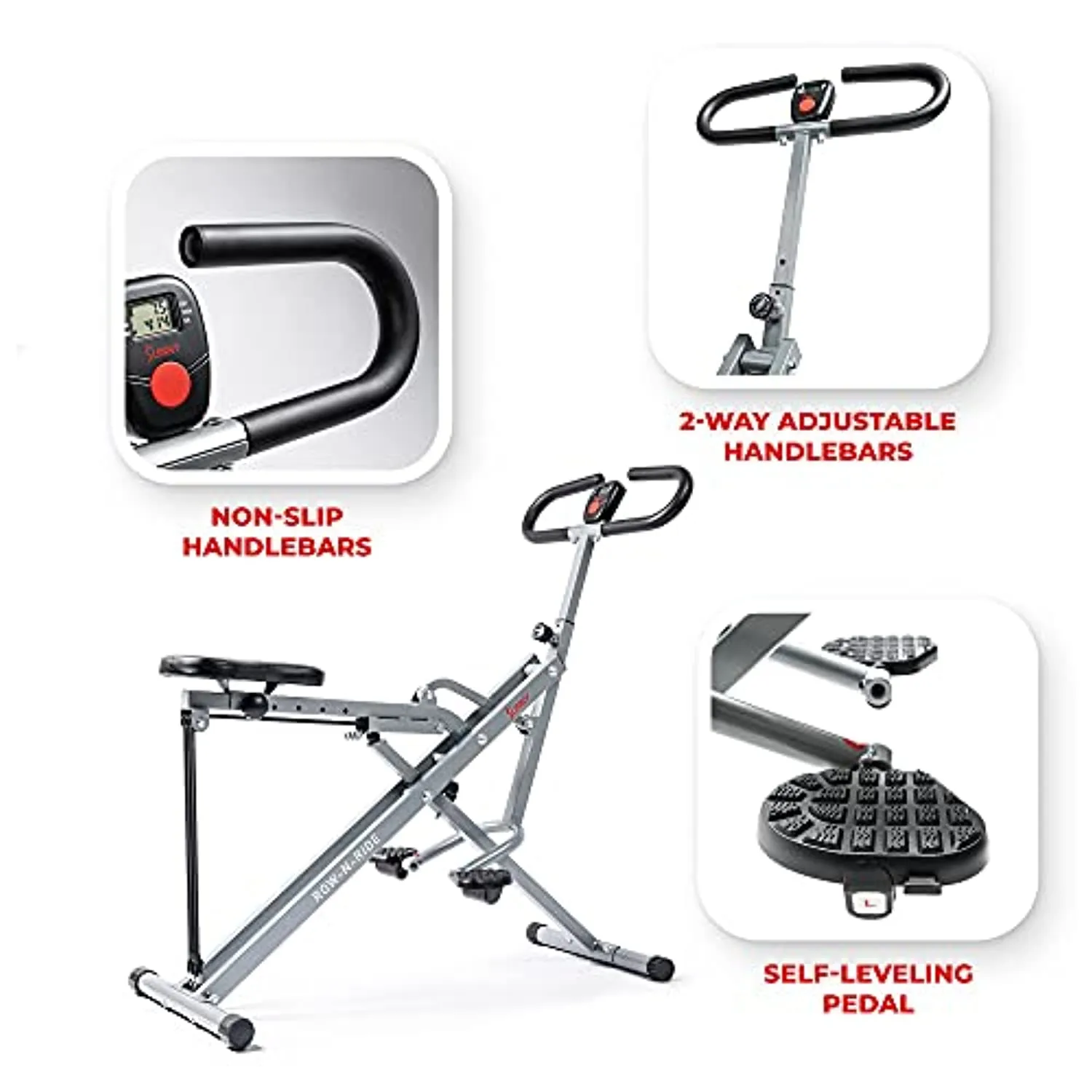 Sunny Health & Fitness Squat Assist Row-N-Ride™ Trainer for Glutes Workout with Training Video