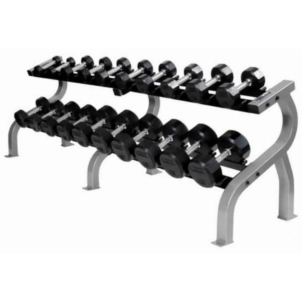 Troy 5 lb to 50 lb 12-Sided Rubber Dumbbell Set with Rack