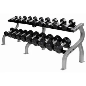 Troy 5 lb to 50 lb 12-Sided Rubber Dumbbell Set with Rack