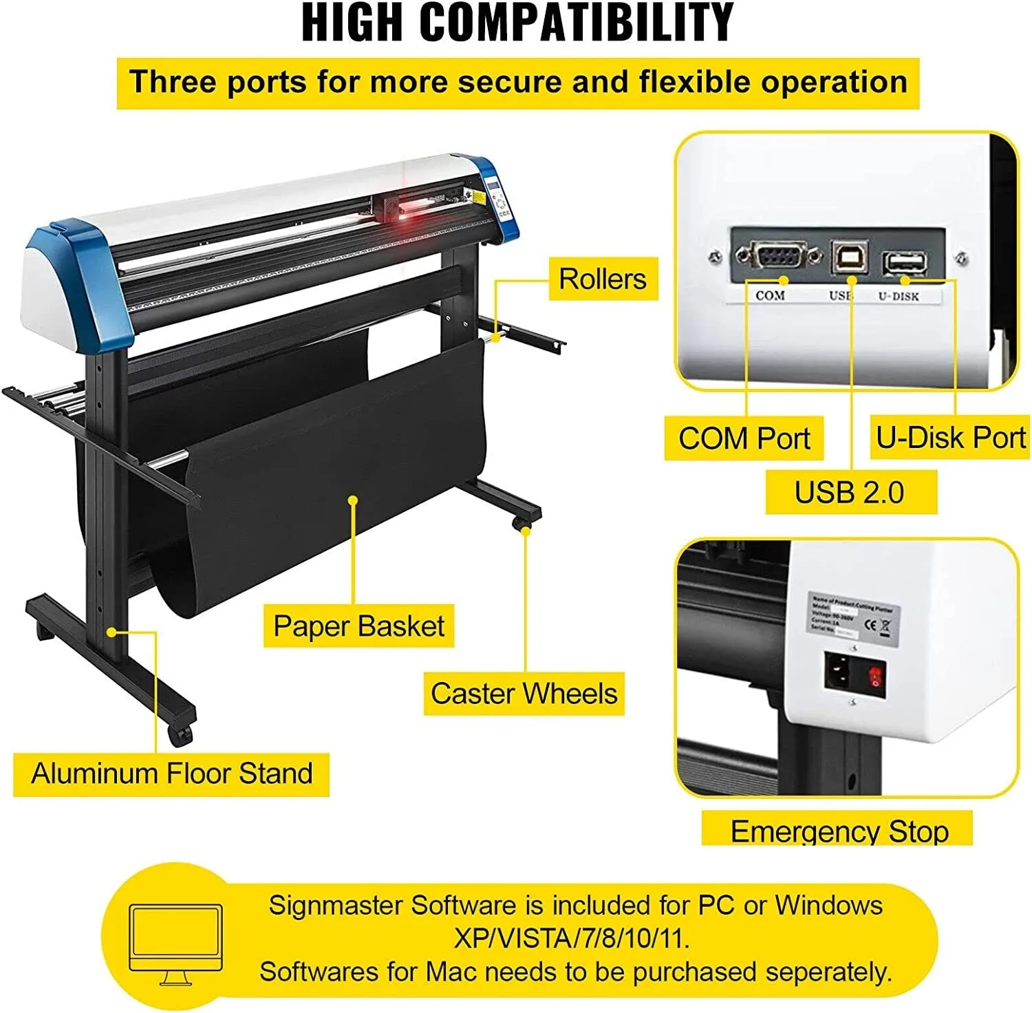 VEVOR Vinyl Cutter 53 Inch Vinyl Cutter Machine Semi-Automatic DIY Vinyl Printer Cutter Machine Manual Positioning Sign Cutting